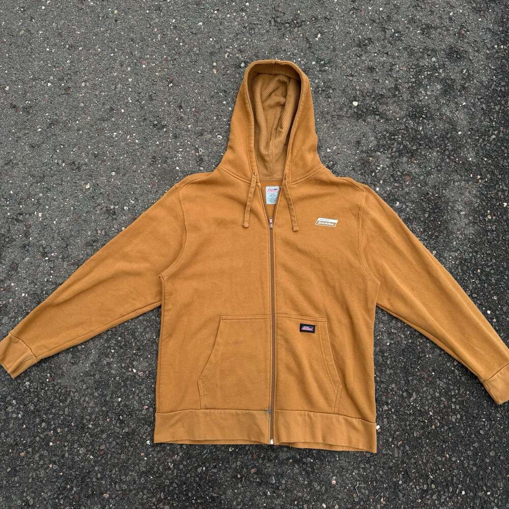 Genuine Dickies Men's Thermal Lined Full-Zip Hoodie Sweatshirt Brown